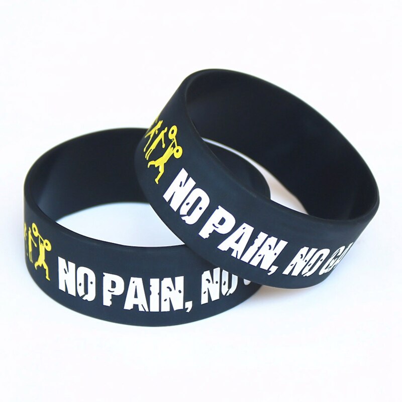 Products Without pain, No gain, Silicone Wristband bandwidth, Motto Rubber Bracelet And Bracelet Armband