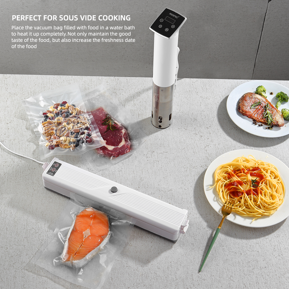 Rospec-sellador eléctrico de alimentos al vacío para el hogar, máquina de sellado al vacío para almacenamiento de alimentos, incluye 12 bolsas de embalaje gratis, 220V