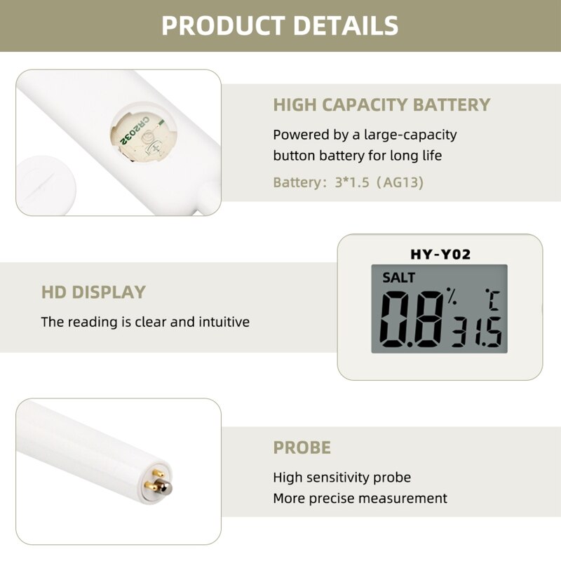 Salinity Meter Food Brine Salinity Kitchen Soup Cooked Food Mariculture Digital