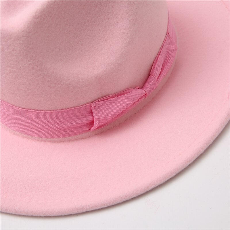 fedora hat women Bow ribbon band men hats wide brim classic beige white wedding church winter men women&#39;s hat gorras hombre