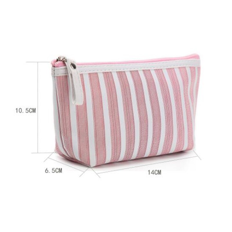 Stripe Canvas Pencil Bag Stationery Storage Bag Office School Supplies Zipper Pen Pouch Pencil Case for Students