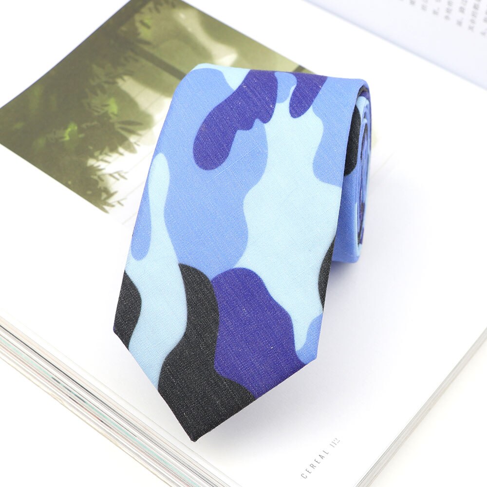 Cravate de Camouflage en coton et Polyester pour homme, nouveauté classique, noir, bleu, vert, militaire, costume de fête de mariage: 9
