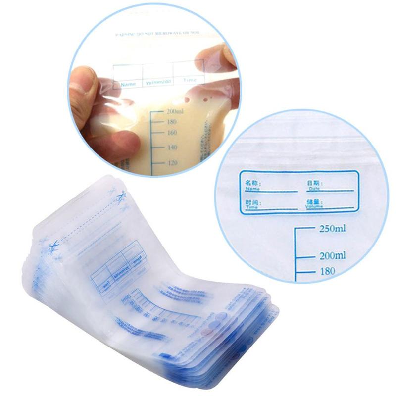 10 Uds. Bolsas de congelador de leche de 250 ml, bolsa de almacenamiento de alimentos para bebés, bolsa de almacenamiento de leche, bolsa de mantenimiento de leche fresca, bolsa de alimentación segura para bebés