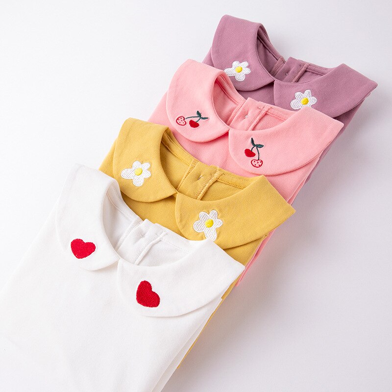 0-4Years Baby Girl T-shirt Verstoorde O-hals Baby Tee Liefde Printing Lange Mouwen Meisjes Herfst Kleding Tops Zoete