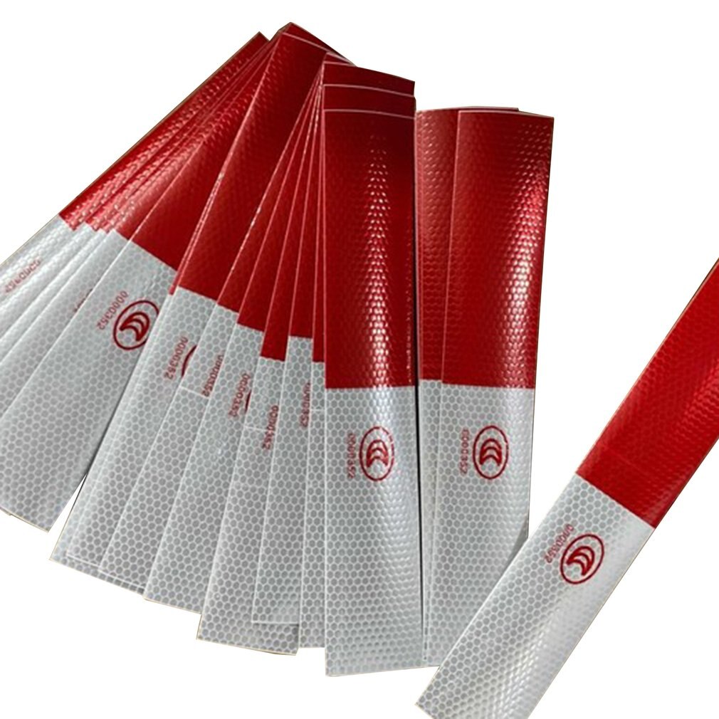 Car Reflective Film Warning Tape Truck Annual Inspection Crystal Color Grid Reflective Strip Red And White Reflective Stickers