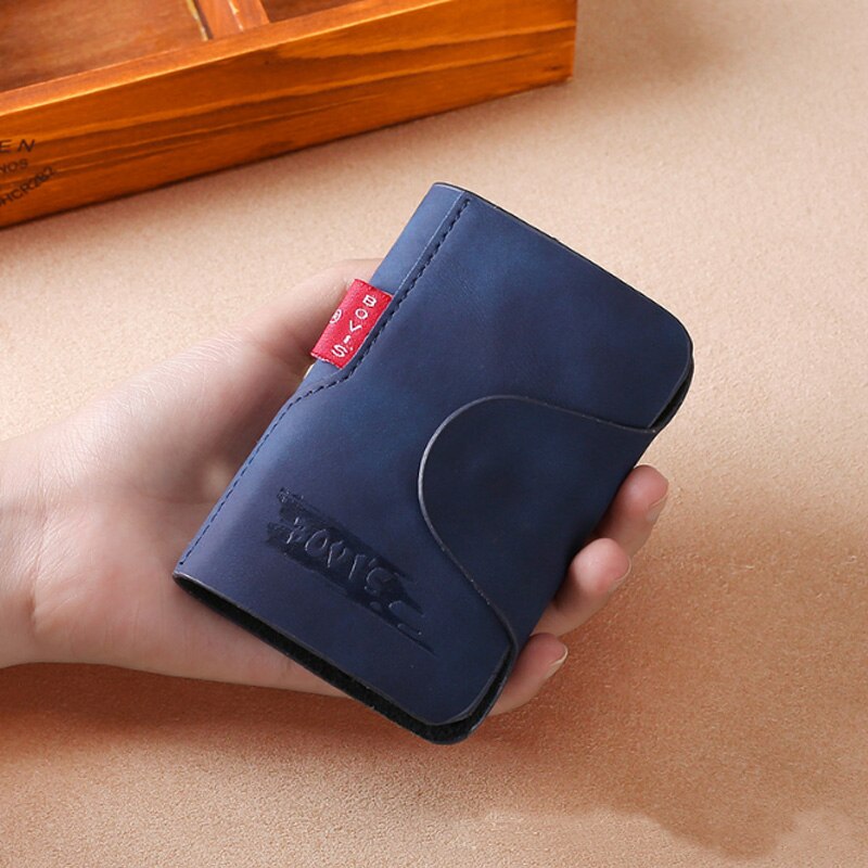 KUDIAN BEAR Leather Business Card Holder Credit Card Cover Bags Hasp Card Organizer Women Men Tarjetero BIH003 PM49: Blue