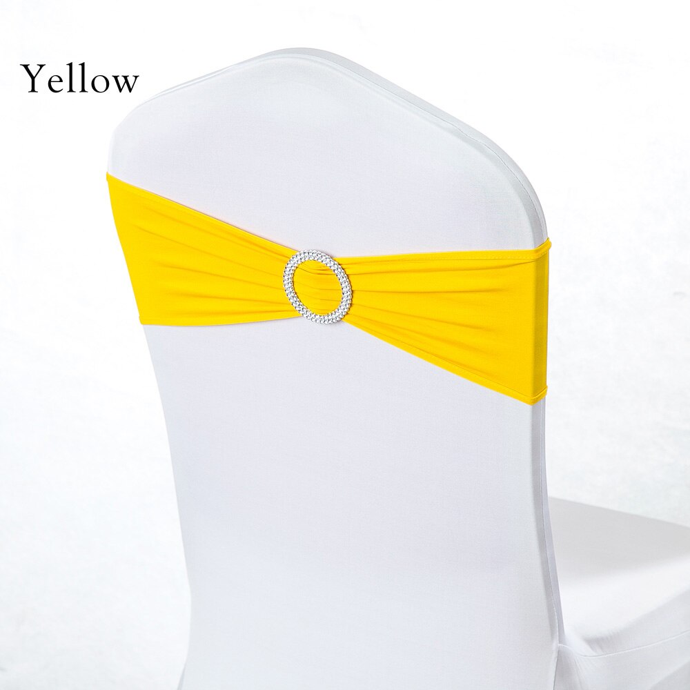 4 Pieces Wedding Spandex Chair Sashes Gold Pink Orange Yellow Chair Sash Bands Bow Wedding Party Birthday Chair Decoration