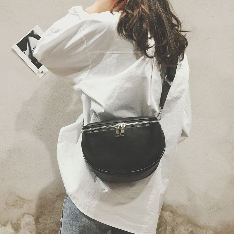 Crowdale pure color dames leren schoudertas met schelpen, crossbody tas voor dames