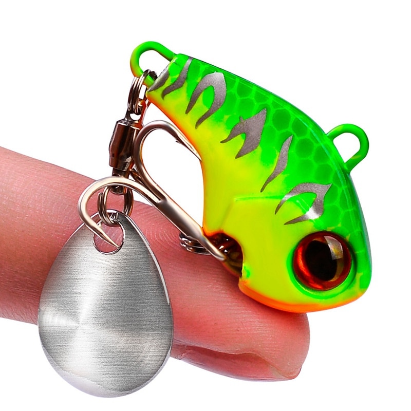 28G 4Cm Metal Vib with Rotating Spoon Tail Fishing Lure Sinking Lures Fishing Tackle Vibration Spinner