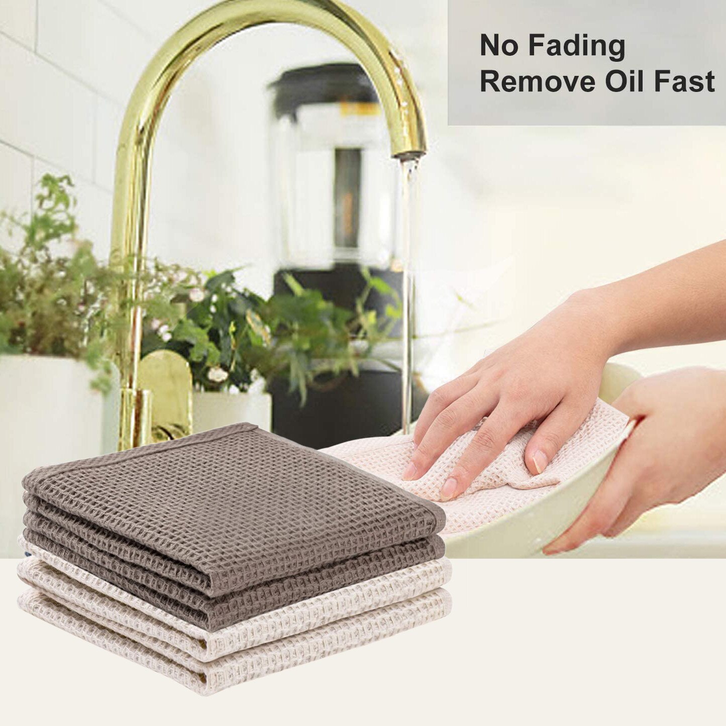 Cotton Kitchen Dish Cloth 2-pack Ultra Soft Absorbent Dish Drying Dish Fabric Cleaning Cloths No Fading Remove Oil Fast45#