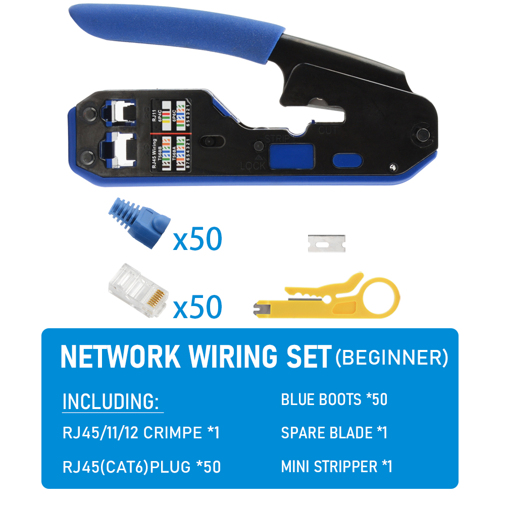 RJ45 krimptang tang netwerkkabel crimper draad stripper cutter ethernet clip tang RJ45 RJ12 RJ11 cat6 cat5e cat5: Black