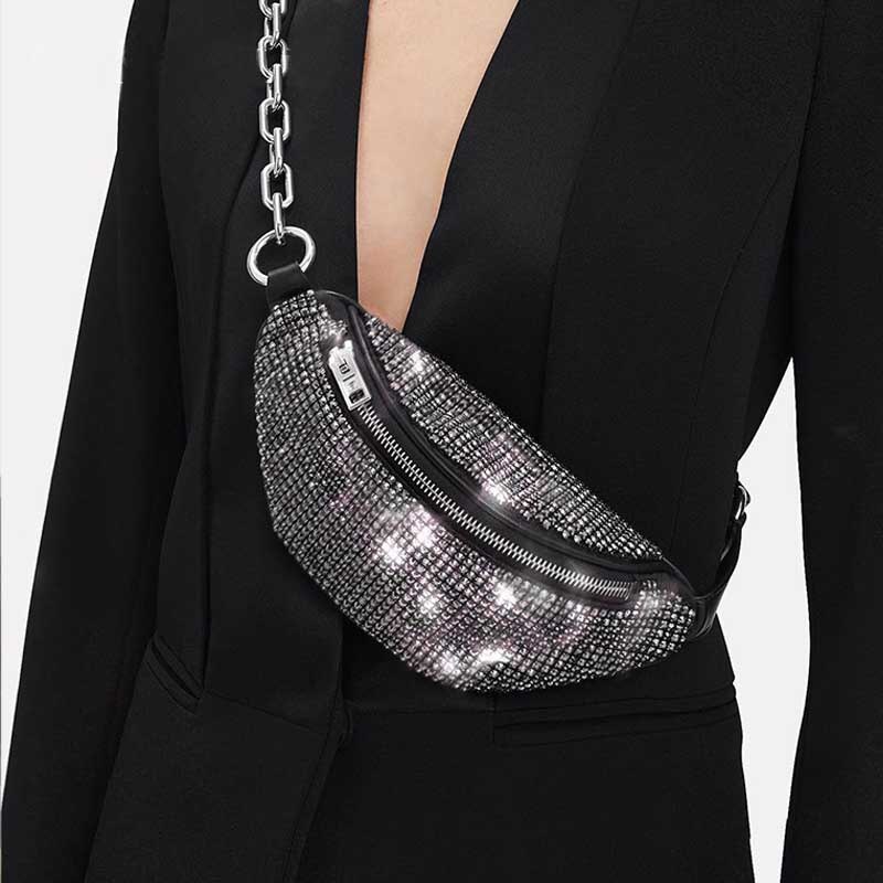 Bolso de pecho con diamantes para mujer, bandolera de viaje oblicuo, con cremallera, #50