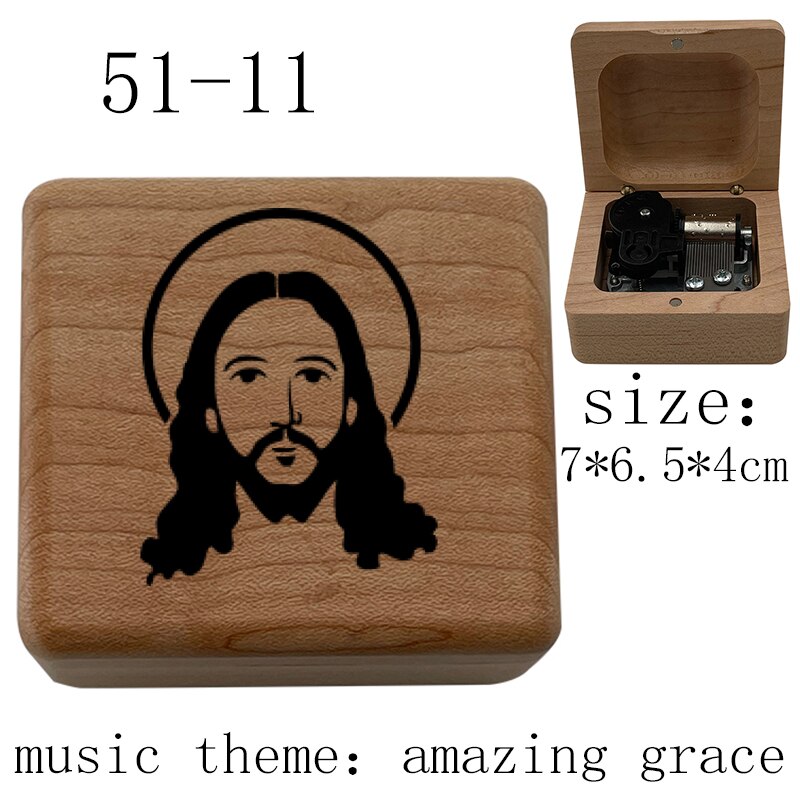 Wooden amazing grace music wind up Music Box Wife Husband church Home Christian Music Box Decoration: Coral Red