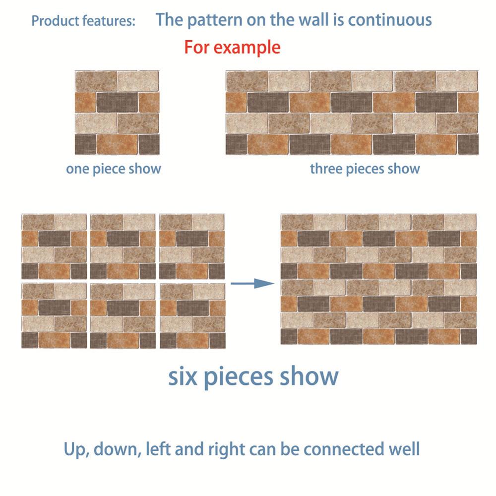 3D Rectangular stone texture wall sticker living room kitchen decorations wallpaper home background Seamless stitching stickers