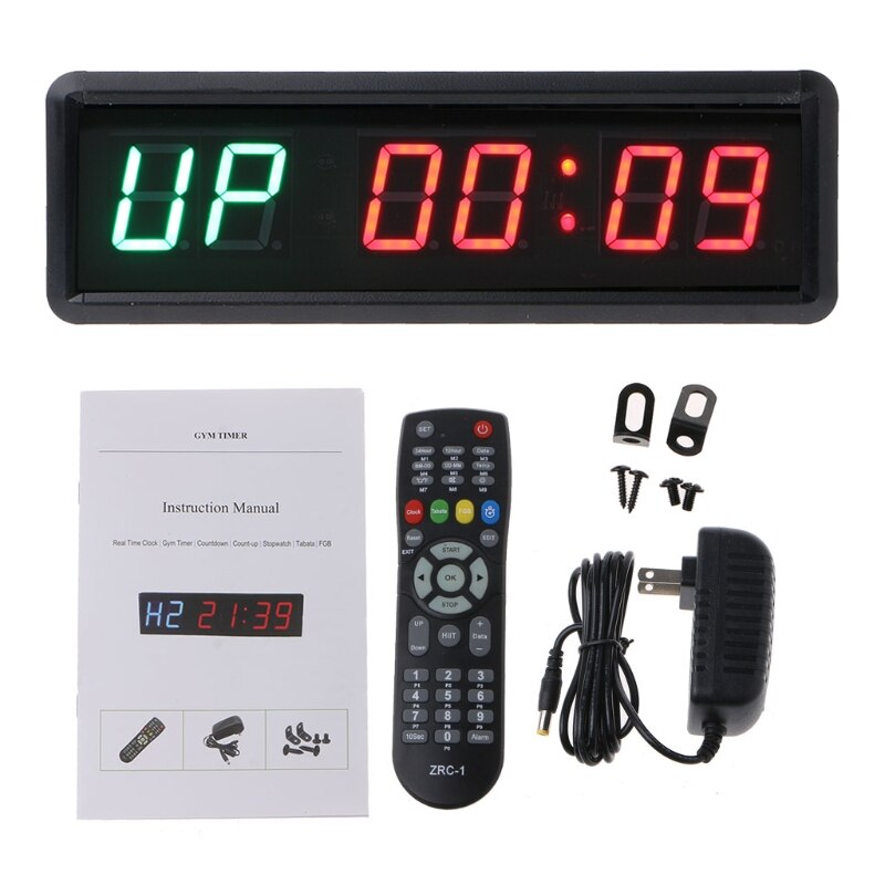 LED Fitness Interval Timer 1.5 Inch 6-digit Fitness Clock Gym Timer Stopwatch Count Down/Up Clock Stopwatch with Wireless: US