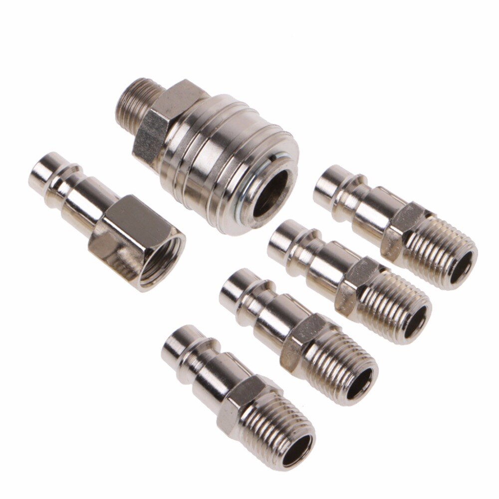 6 Pcs EURO Air Line Hose Compressor Fitting Connector Quick Release Set 1/4" BSP M03