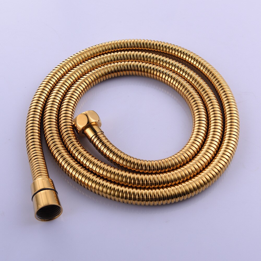 Bathroom Gold Shower Head With ABS Support Holder And 1.5m Hose Rainfall High Pressure hand held Shower Head Water Saving: 1.5m hose
