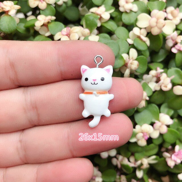 10pcs/pack Kawaii Cat Charms Pendants for Jewelry Making Animal Resin Charms Jewlery Findings DIY Craft