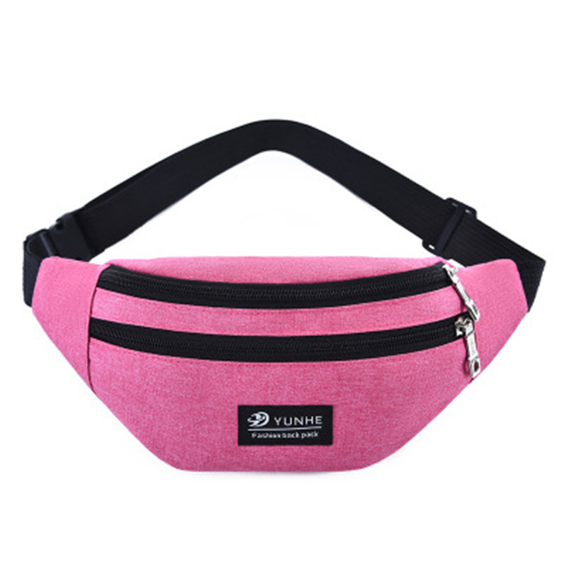 SHUJIN femmes hommes taille sac coloré unisexe sac de ceinture sac téléphone portable fermeture éclair poche Packs ceinture sacs: rose pink