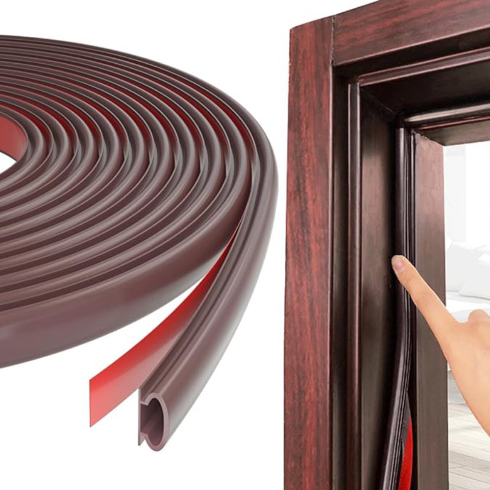 6m Soundproofing Weather Stripping Rubber D-Shape Door Seal Strip Windproof Self-adhesive Door Frame Insulation Household: camel