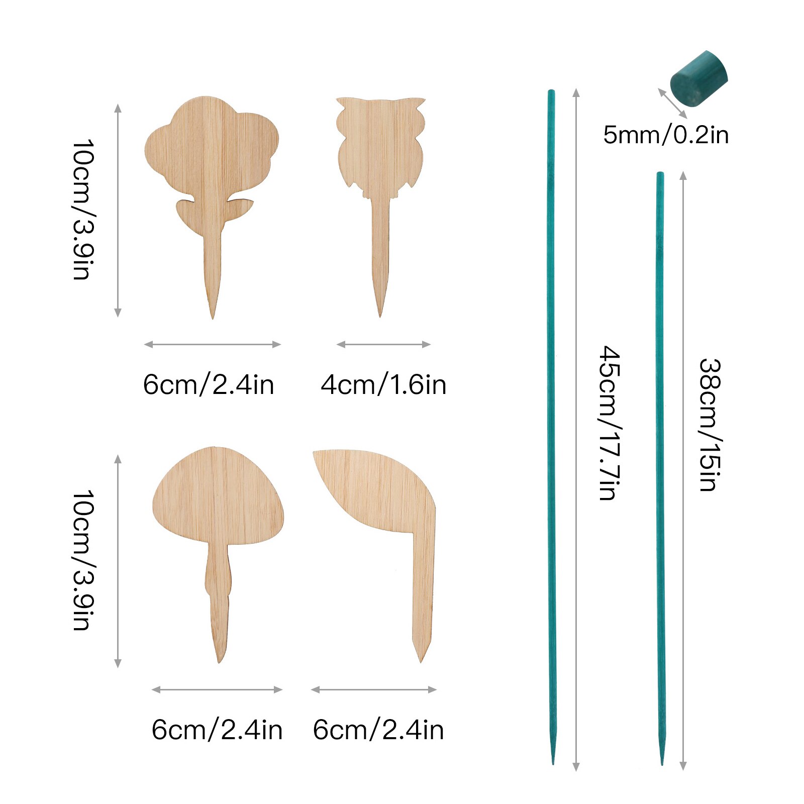 Sign Posting Garden Sticks Wood Plant Stakes Metallic Tie Green Wooden Portable 50 Per Bundle Floral Picks