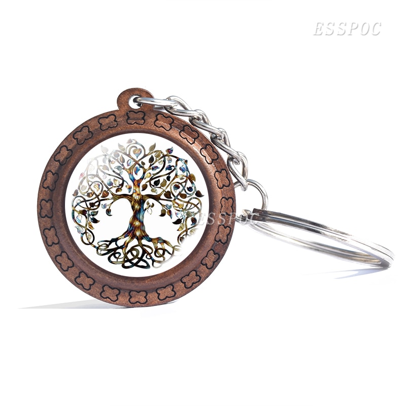 Vintage Wooden Key Rings Tree of Life Photo Glass ... – Grandado