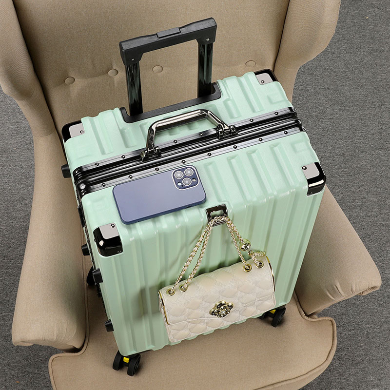 Aluminum Frame Suitcase Universal Wheel Boarding Rolling Luggage Lightweight Trolley Case Combination TSA Lock 20/22/24/26 Inch: Beige / 24Inches 600mm