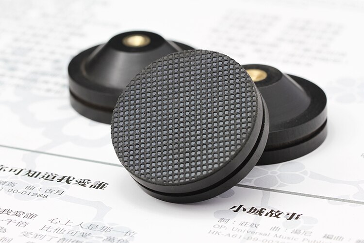 8x Ebony Wood Speaker Spikes - 33mm & 43mm Isolation Pads for HIFI Stands