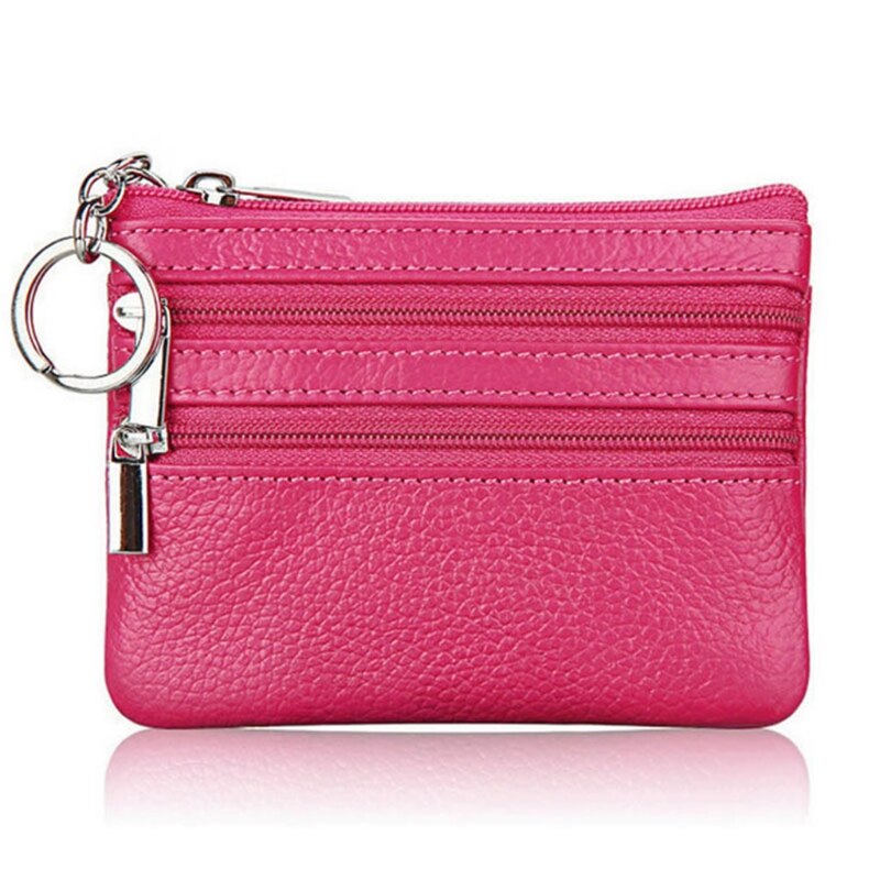 Monedero de cuero para hombre y mujer, Cartera de mano con doble cremallera, bolso cambiador pequeño