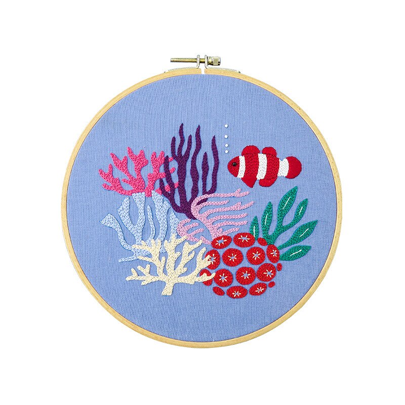 Red Bud Flowers Embroidery Kit DIY Needlework Houseplant Pattern Needlecraft for Beginner Cross Stitch Artcraft(Without Hoop): H