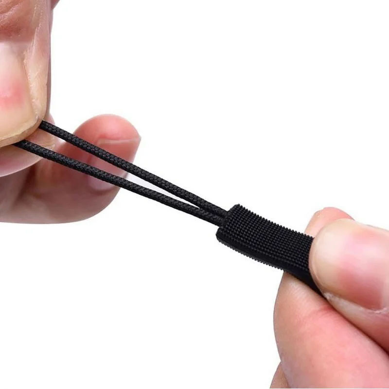 10 black plastic zipper puller, durable PVC zipper puller, suitable for bags, backpacks, clothes, suitcases, etc