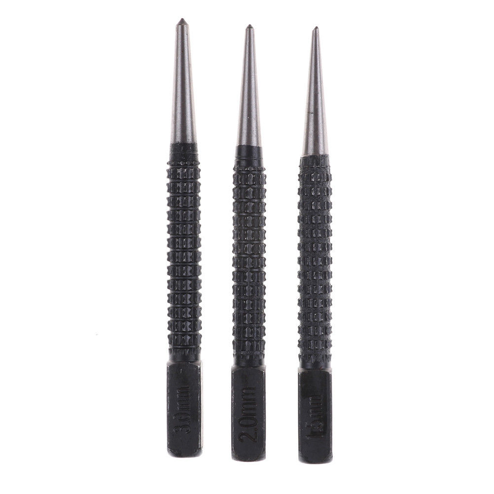 3 Pcs Steel Metal Center punch 3/32 "Heavy Duty Centre Punch Spring Loaded Markering Gat Tool