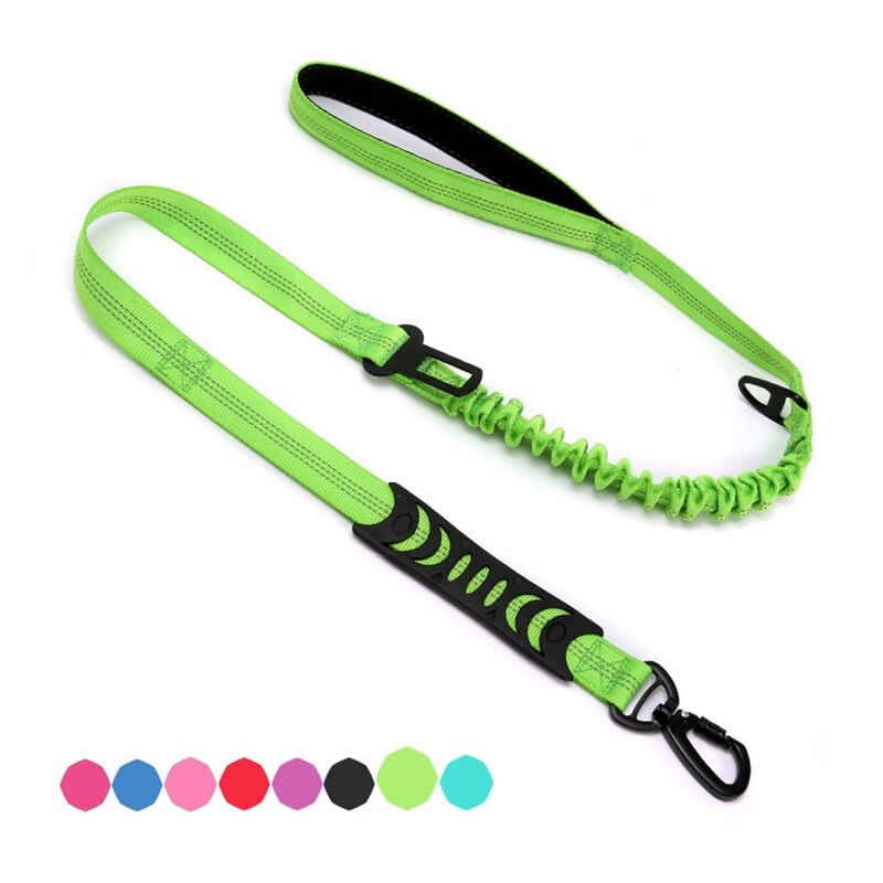 Leiband Voor Hond Elastische Hondenriem Reflecterende Hond Autogordel Hond Riemen Voor Grote Honden Outdoor Hond Auto Leash buffer: Grass green