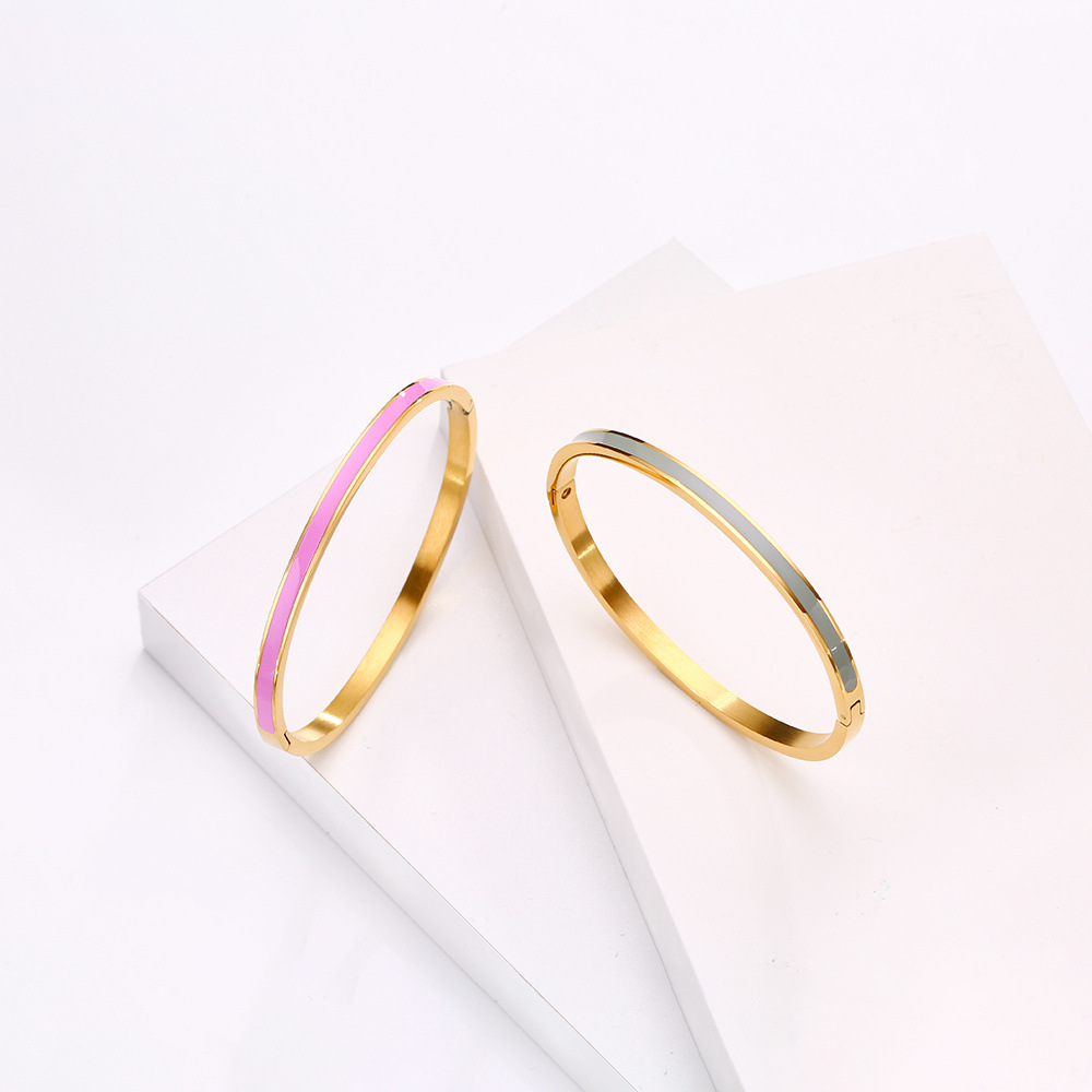 G & D Luxe Kleurrijke Oranje Enamel Bangles Armbanden Voor Vrouwen Party Bangles Originele Roestvrij Stalen Sieraden
