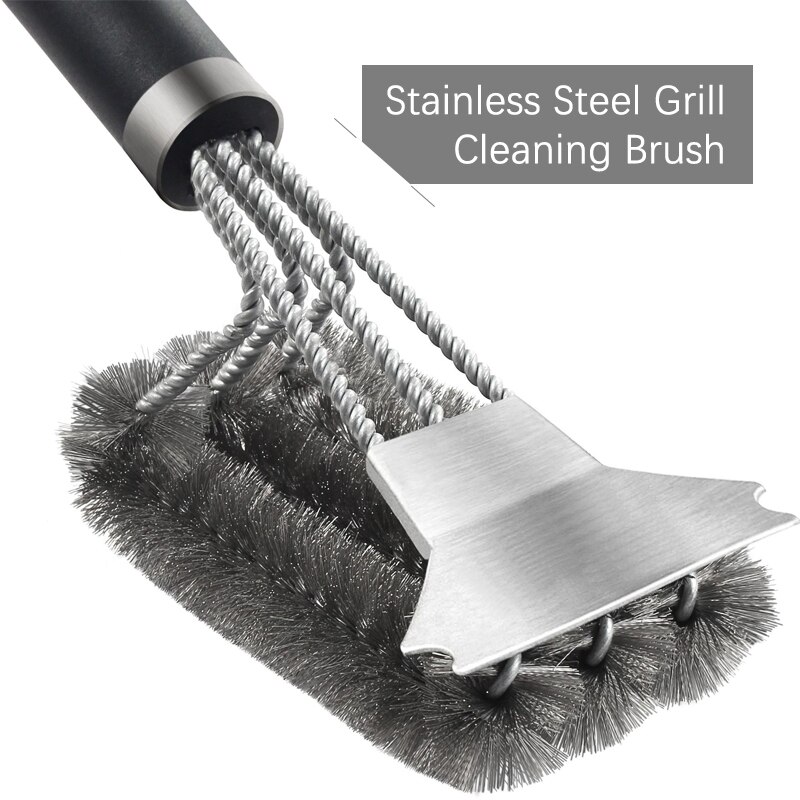 Mosodo BBQ Grill Brush Cleaning Scraper Barbecue Cleaner Wire Brushes Stainless Steel Tools for All Grill Types BBQ Accessories