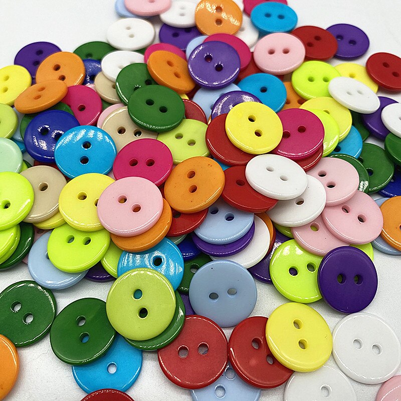 6mm---25mm Colours Double Eye Bread Button Round Resin Sewing Buttons Diy Scrapbooking Multicolour