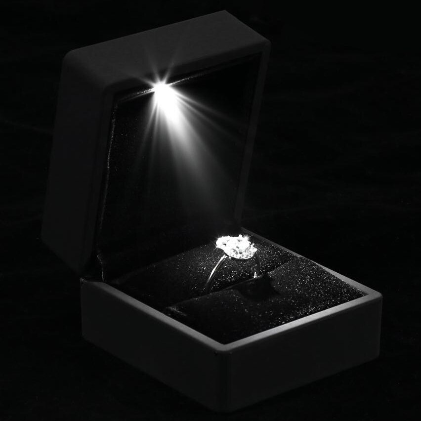 LED Jewelry Box for Ring Necklace Engagement Ring Display Case Packaging Showcase Boxes with Light Storage Cases