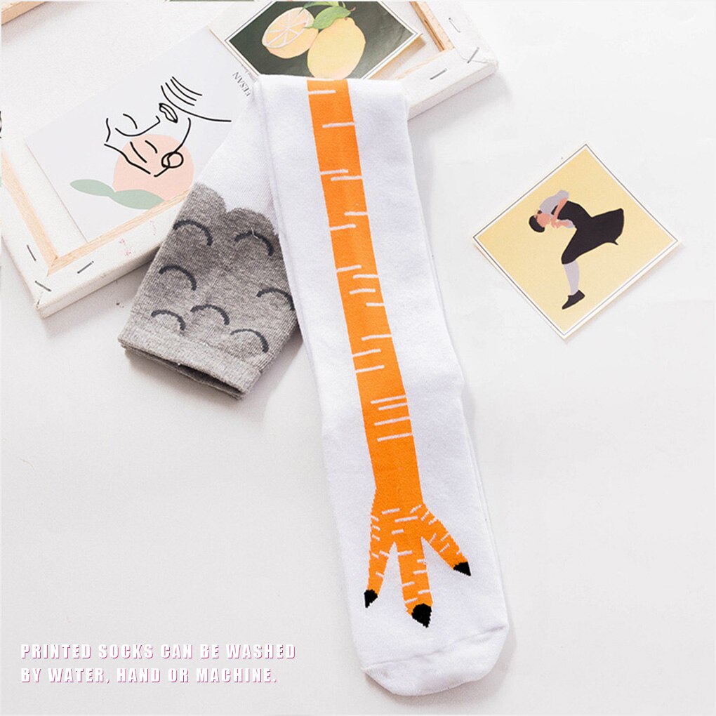 1Pair Funny Chicken Knee Length Socks Thigh High Stocking Cartoon Animal Paw Toe Feet Fitness Socks Winter Autumn