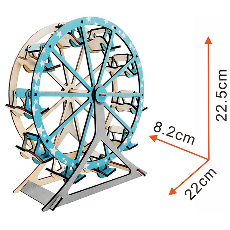 Grande roue 3D Puzzle en bois découpe Laser en bois assemblé jouet bricolage à la main Institution bâtiment jouets pour enfants enfants