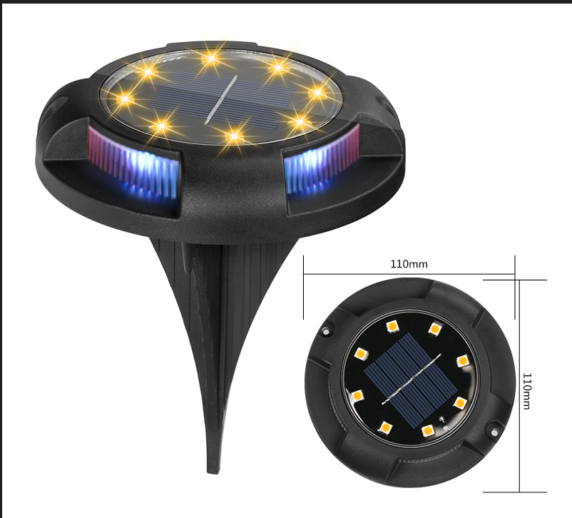 Luces solares para el suelo, decoraciones para exteriores, luces solares de jardín de 12 LED impermeables, luces de disco solares para patio, camino, césped, Patio: Sea Blue / 41-50 W