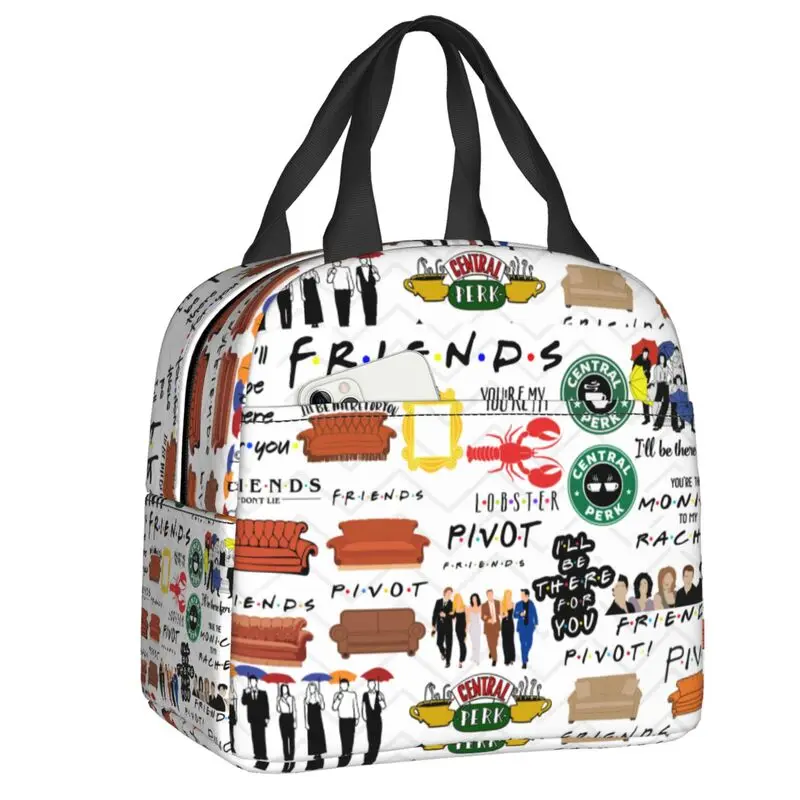 Friends TV Show Insulated Lunch Bag for Camping Travel Resuable Thermal Cooler Lunch Box Women Children Food Container Tote Bags: Red