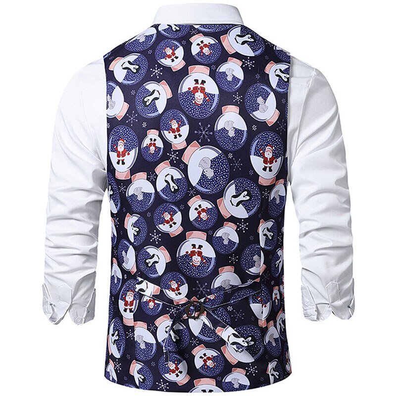 Chaleco navideño de estampado de Papá Noel para Hombre, ropa de de Navidad, para baile de graduación