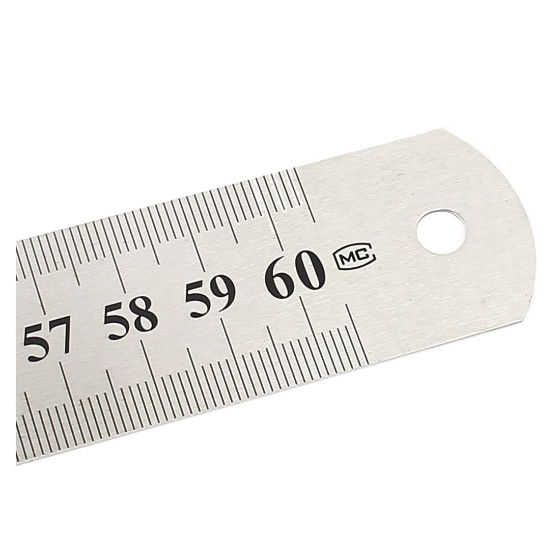 5 PCS of Stainless Steel Double Side Measuring Straight Edge Ruler 60cm/24", Silver