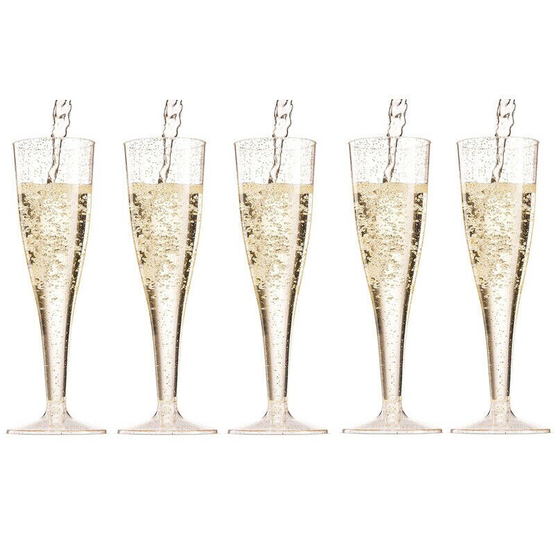 5 x plast champagne prosecco fløyteglass 175ml fløyteglass i ett stykke vinglass fest bryllupsfløytebeger cocktailkopp
