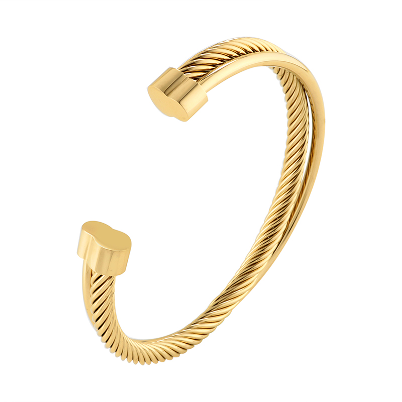 Rose Gold Kleur Manchet Bangle Armband Voor Vrouw Man Roestvrij Staaldraad Wistband Eenvoudige Europese Trendy Vrouwelijke Sieraden