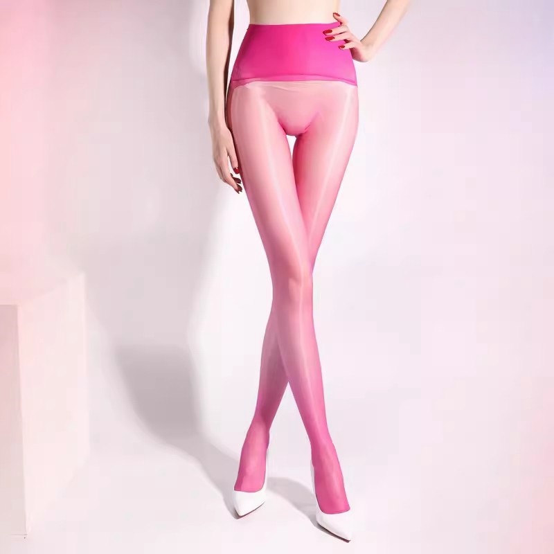 Pantimedias ajustadas sexis 360 sin costuras para piernas brillantes con forma de pie, medias transparentes ultrafinas 10D, ropa para discoteca de baile en barra: Fucsia