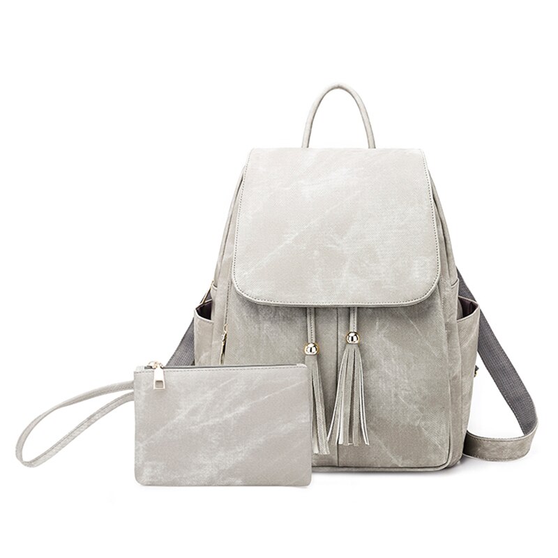 Hoge Capaciteit Luxe Leather School Rugzakken Vrouwelijke Vintage Rugzak Voor Meisjes Schooltas Reizen Rugzak: Gray