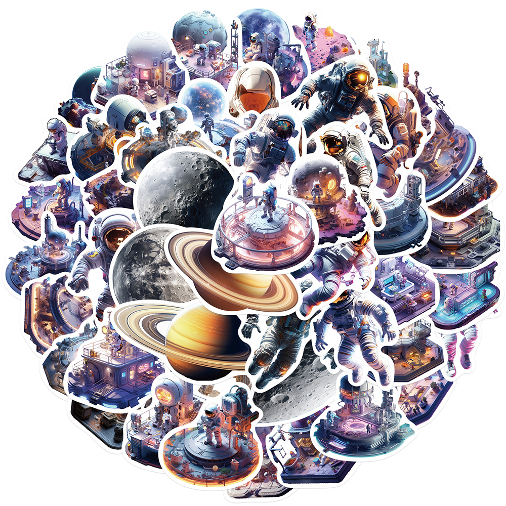 Autocollants de dessin animé d'astronome de l'espace extra-atmosphérique, scrapbooking esthétique, papeterie de bricolage, décalcomanie cool, , 10 pièces, 30 pièces, 50 pièces