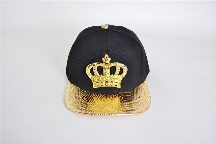 Lær høst merkevare metall crowne europa baseball cap hatt for menn kvinner casual hip hop snapback caps solhatter: Randen er skinn 1