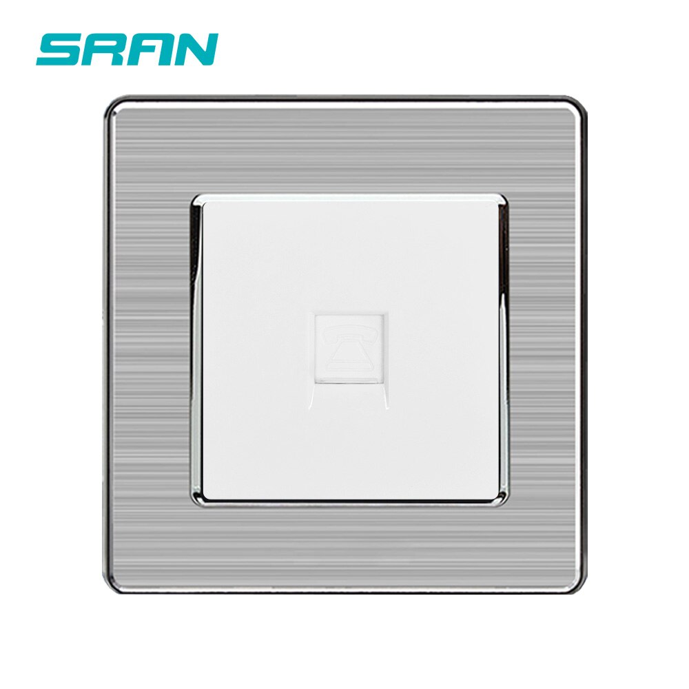SRAN General Standard stainless steel frame Panel 86*86mm One Gang Telephone Socket / Outlet A101-020: White RJ11 A2
